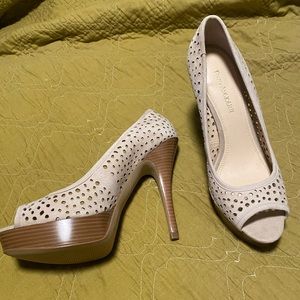 Enzo Angiolini Taupe Open Toe Heels
